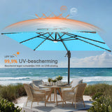 Patioslife Aegis Pro Cantilever Parasol met LED Verlichting, Versterkte Aluminium Ribben en Paal met Poedercoating — Perfect voor Tuin en Patio