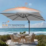 Patioslife Aegis Pro™ Cantilever Parasol met Kruisvoet — Robuust Frame en Poedergecoat Aluminium Paal voor Tuin en Terras