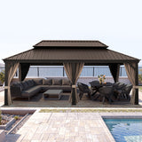 Patioslife Luxury Haven - Hardtop Prieel met Stijlvolle Houtlook - Geïntegreerde Waterafvoer - 5 Jaar Frame Garantie - Weersbestendig