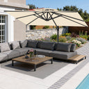 Patioslife Aegis Pro 360° Draaibaar Zweefparasol met Kruisvoet — Zwaar Uitgevoerd Frame & Gepoedercoate Aluminium Paal voor Tuin & Terras