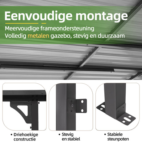 Patioslife Haven | Wandgemonteerde Hardtop Gazebo – Zware Aluminium Pergola met Dak voor Tuin