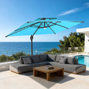Patioslife Aegis Pro 360° Draaibaar Zweefparasol met LED-Verlichting, Versterkte en Gepoedercoate Aluminium Baleinen en Paal — Perfect voor Tuin & Terras