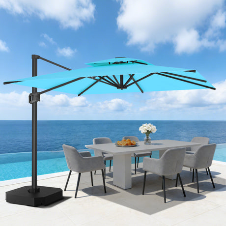 Patioslife Aegis Pro™ Cantilever Parasol met Kruisvoet — Robuust Frame en Poedergecoat Aluminium Paal voor Tuin en Terras