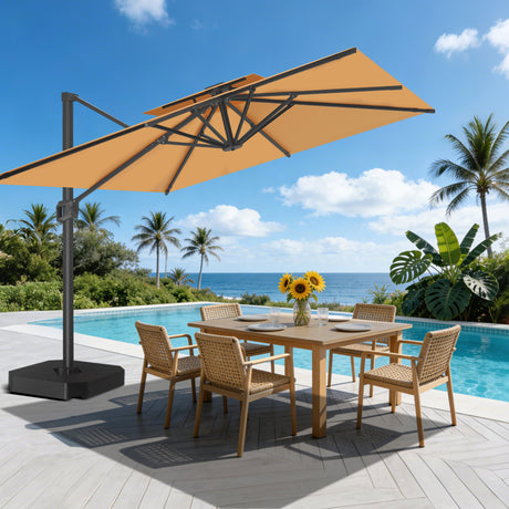 Patioslife Aegis Pro™ Cantilever Parasol met Kruisvoet — Robuust Frame en Poedergecoat Aluminium Paal voor Tuin en Terras