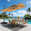 Patioslife Aegis Pro 360° Draaibaar Zweefparasol met Kruisvoet — Zwaar Uitgevoerd Frame & Gepoedercoate Aluminium Paal voor Tuin & Terras