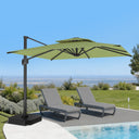 Patioslife Aegis Pro 360° Draaibaar Zweefparasol met Kruisvoet — Zwaar Uitgevoerd Frame & Gepoedercoate Aluminium Paal voor Tuin & Terras