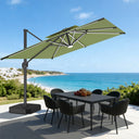 Patioslife Aegis Premium Zweefparasol – 360° Draaibaar met LED-Verlichting – Gepoedercoat Aluminium Frame – Glasvezel Baleinen – Tuin & Terras