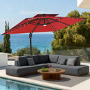 Patioslife Aegis Pro 360° Draaibaar Zweefparasol met LED-Verlichting, Versterkte en Gepoedercoate Aluminium Baleinen en Paal — Perfect voor Tuin & Terras