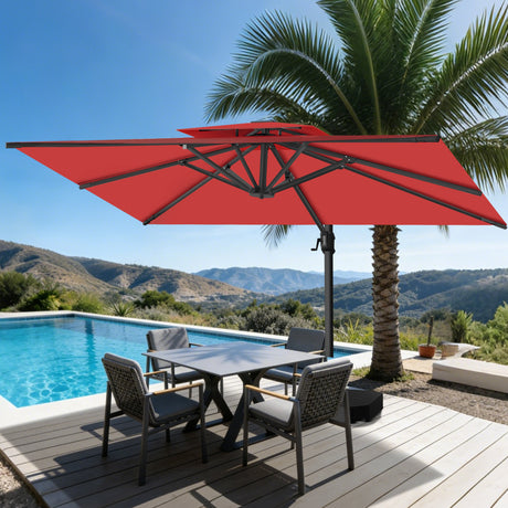 Patioslife Aegis Pro™ Cantilever Parasol met Kruisvoet — Robuust Frame en Poedergecoat Aluminium Paal voor Tuin en Terras