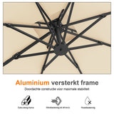 Patioslife Aegis Pro™ Cantilever Parasol met Kruisvoet — Robuust Frame en Poedergecoat Aluminium Paal voor Tuin en Terras