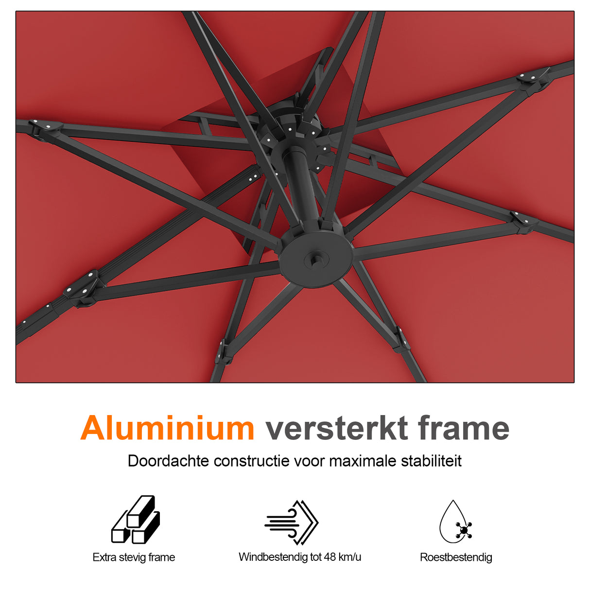 Patioslife Aegis Pro™ Cantilever Parasol met Kruisvoet — Robuust Frame en Poedergecoat Aluminium Paal voor Tuin en Terras