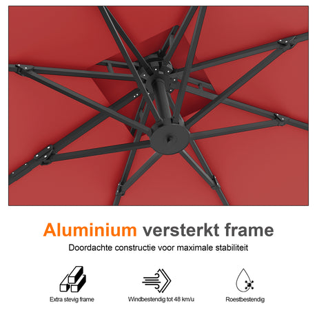 Patioslife Aegis Pro™ Cantilever Parasol met Kruisvoet — Robuust Frame en Poedergecoat Aluminium Paal voor Tuin en Terras