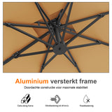 Patioslife Aegis Pro™ Cantilever Parasol met Kruisvoet — Robuust Frame en Poedergecoat Aluminium Paal voor Tuin en Terras