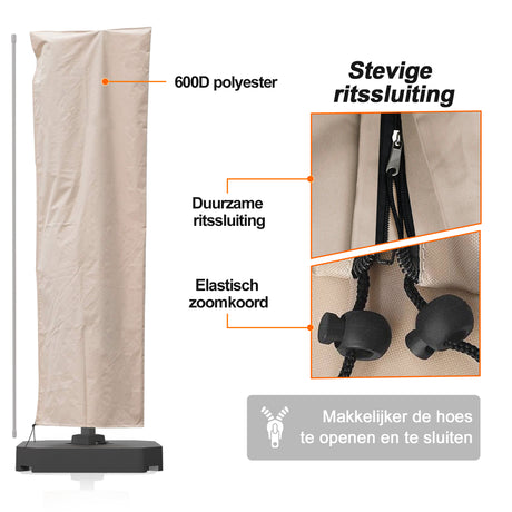 Patioslife Aegis – Parasolhoes voor Zweefparasol Ø 2,7–4 m – 600D Oxford, Waterdicht & UV-bestendig