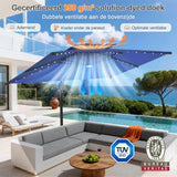 Patioslife Aegis Pro Cantilever Parasol met LED Verlichting, Versterkte Aluminium Ribben en Paal met Poedercoating — Perfect voor Tuin en Patio