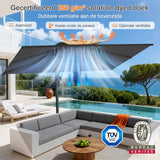 Patioslife Aegis Pro™ Cantilever Parasol met Kruisvoet — Robuust Frame en Poedergecoat Aluminium Paal voor Tuin en Terras