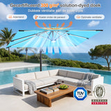 Patioslife Aegis Premium Cantilever Parasol met LED Verlichting, Glasvezel Ribs, Poedercoating Aluminium Stok & Beschermhoes — Luxe Tuin- en Terrasschaduw