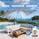 Patioslife Aegis Premium Cantilever Parasol met LED Verlichting, Glasvezel Ribs, Poedercoating Aluminium Stok & Beschermhoes — Luxe Tuin- en Terrasschaduw