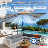 Patioslife Aegis Pro™ Cantilever Parasol met Kruisvoet — Robuust Frame en Poedergecoat Aluminium Paal voor Tuin en Terras