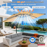 Patioslife Aegis Pro Cantilever Parasol met LED Verlichting, Versterkte Aluminium Ribben en Paal met Poedercoating — Perfect voor Tuin en Patio