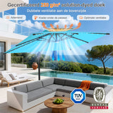 Patioslife Aegis Pro Cantilever Parasol met LED Verlichting, Versterkte Aluminium Ribben en Paal met Poedercoating — Perfect voor Tuin en Patio