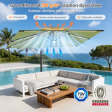 Patioslife Aegis Premium Cantilever Parasol met LED Verlichting, Glasvezel Ribs, Poedercoating Aluminium Stok & Beschermhoes — Luxe Tuin- en Terrasschaduw