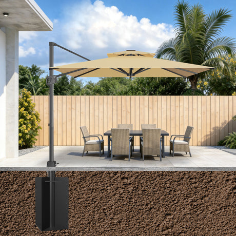 Patioslife Aegis Zweefparasol Inbouwvoet – 61 cm Diep, Dubbel Gecoat Staal, Stabiel bij Wind – Voor Tuin, Terras en Beton