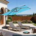Patioslife Aegis Premium Zweefparasol – 360° Draaibaar met LED-Verlichting – Gepoedercoat Aluminium Frame – Glasvezel Baleinen – Tuin & Terras