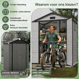 Patioslife YardVault Outdoor Opslagschuur met Vloer, Weerbestendige Waterdichte Plastic Tuinschuur van Hars met Slot en Raam voor de Tuin, Zware Opslagschuur voor Gereedschap, Fietsen & Tuinapparatuur