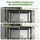 Patioslife Atlantic™ | Aluminium Lamel Pergola met Verstelbaar Dak en LED Verlichting, Vrijstaande Buiten Shelter voor Patio, Terras en Zwembad