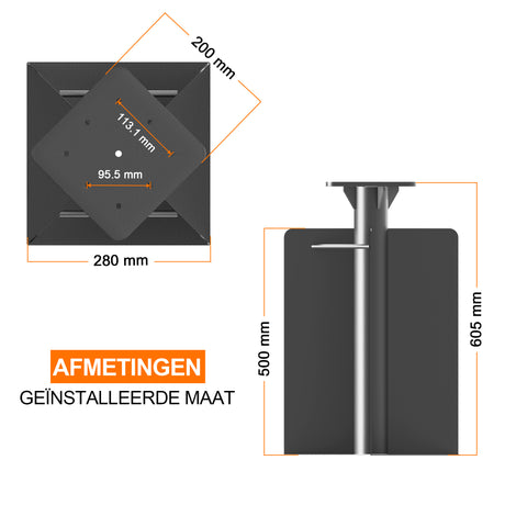 Patioslife Aegis Zweefparasol Inbouwvoet – 61 cm Diep, Dubbel Gecoat Staal, Stabiel bij Wind – Voor Tuin, Terras en Beton